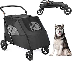 Predators Pets – Foldable Dog Stroller with Storage | Travel Jogger Stroller for Cats & Small to Medium Dogs (66 lbs)
