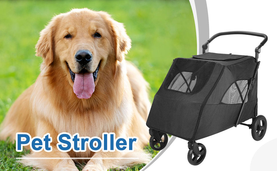 Predators Pets Rolling Carrier with 4 Durable Wheels – Adjustable Handle Pet Cart, Spacious Jogging Wagon with Dual Entry for Small to Large Dogs
