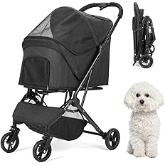Predators Pets – Foldable Dog Stroller with Storage | Travel Jogger Stroller for Cats & Small to Medium Dogs (66 lbs)