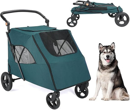 Predators Pets Rolling Carrier with 4 Durable Wheels – Adjustable Handle Pet Cart, Spacious Jogging Wagon with Dual Entry for Small to Large Dogs