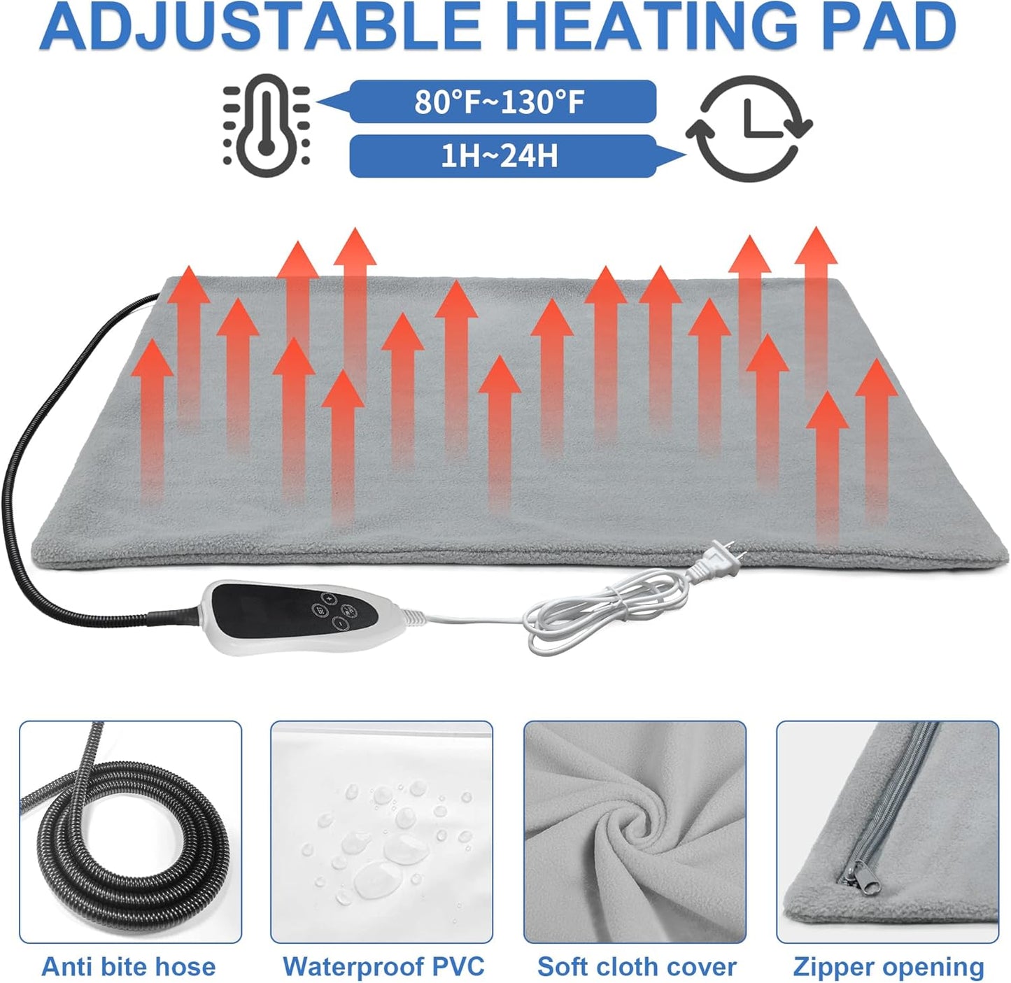 Heated Cat House with Pet Heating Pads – Intelligent Thermostat Controller, Indoor/Outdoor Kitty Shelter, Foldable Heated Bed for Puppies, Waterproof and Sturdy with Cute Windows