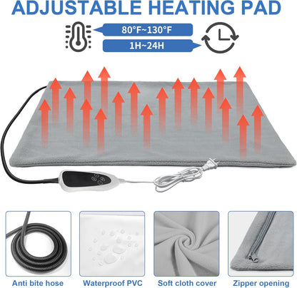 Heated Cat House with Pet Heating Pads – Intelligent Thermostat Controller, Indoor/Outdoor Kitty Shelter, Foldable Heated Bed for Puppies, Waterproof and Sturdy with Cute Windows