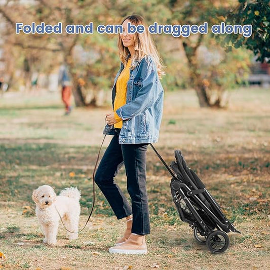 Predators Pets – Foldable Dog Stroller with Storage | Travel Jogger Stroller for Cats & Small to Medium Dogs (66 lbs)