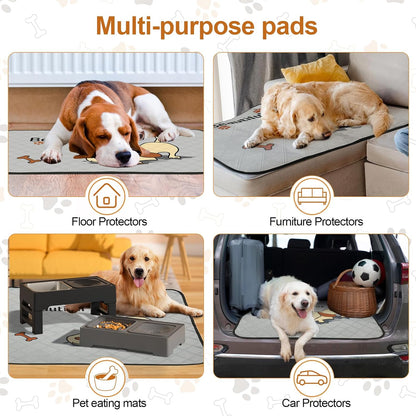 2-Pack Washable Pee Pads for Dogs (47x32in) – Extra-Absorbent, Thick, Reusable Pads with Non-Slip Design, Prevents Leakage, Ideal for Puppy Playpen, Crate, Whelping Box, and Potty Training – Grey